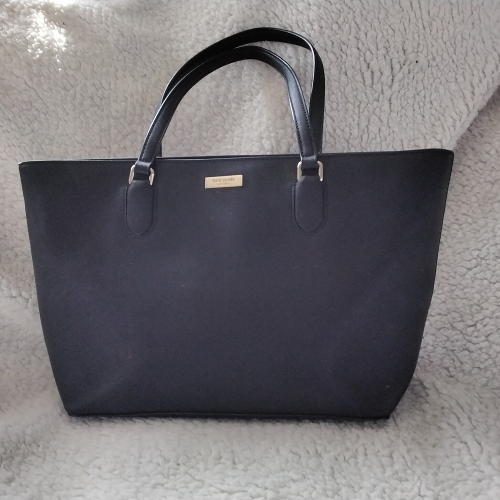 kate spade Black Tote Bag with Gold Plaque